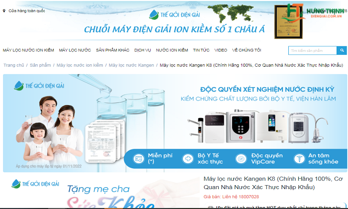 Hưng Thịnh Water cung cấp máy lọc nước Kangen K8 tốt nhất hiện nay