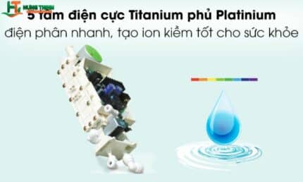 Thiết bị được trang bị 5 tấm điện cực Titanium phủ Platinum